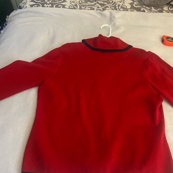 Chaps Red Knit Cardigan with Black Neck Label - Picture 6 of 10